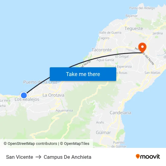San Vicente to Campus De Anchieta map
