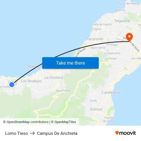 Lomo Tieso to Campus De Anchieta map