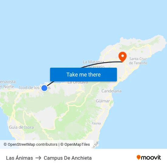 Las Ánimas to Campus De Anchieta map