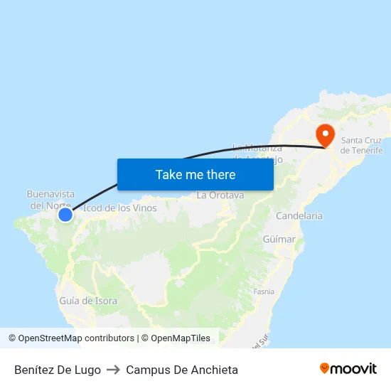 Benítez De Lugo to Campus De Anchieta map