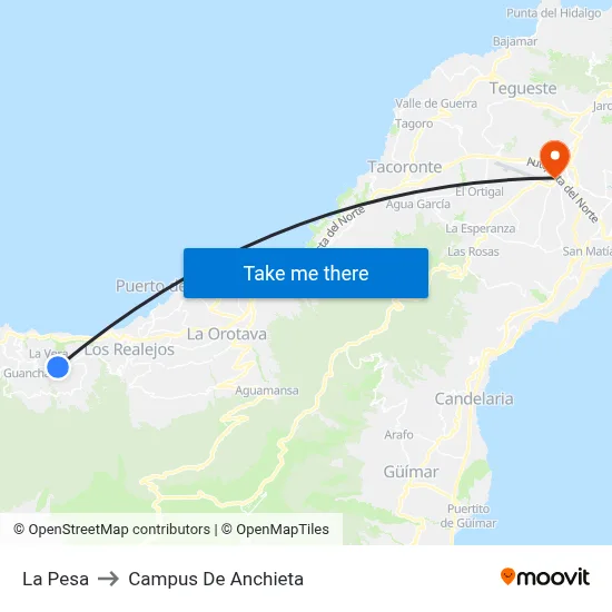 La Pesa to Campus De Anchieta map