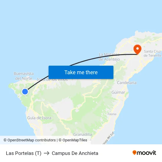Las Portelas (T) to Campus De Anchieta map