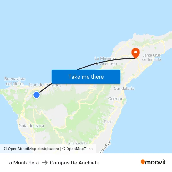 La Montañeta to Campus De Anchieta map