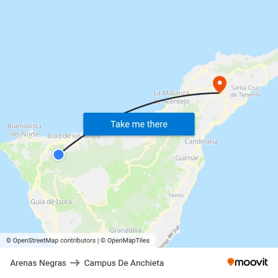 Arenas Negras to Campus De Anchieta map