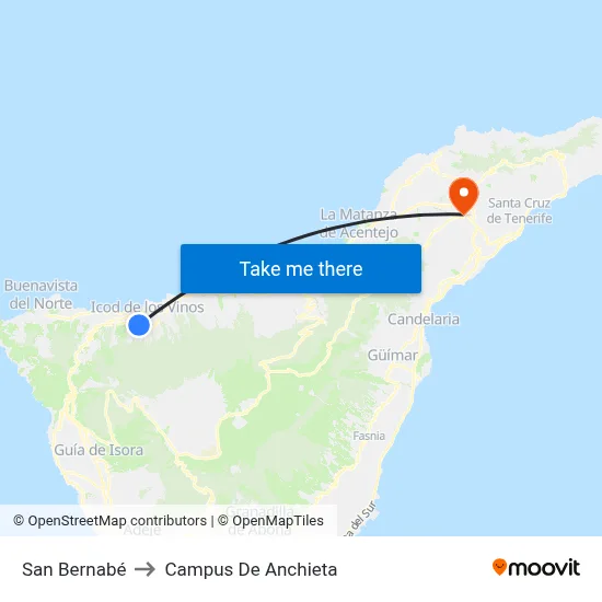 San Bernabé to Campus De Anchieta map