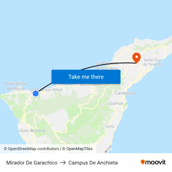 Mirador De Garachico to Campus De Anchieta map