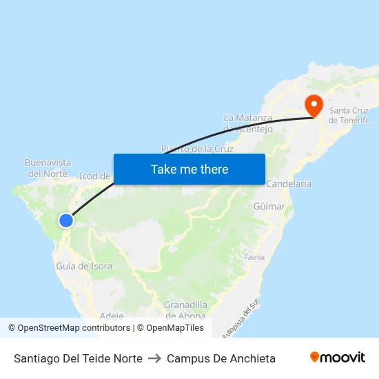 Santiago Del Teide Norte to Campus De Anchieta map