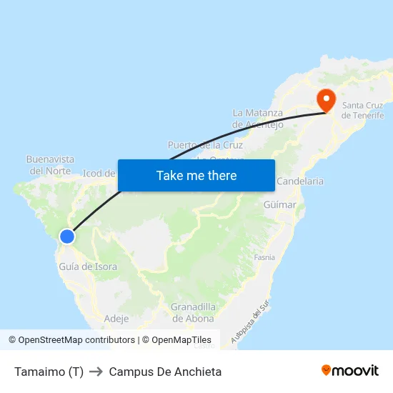 Tamaimo (T) to Campus De Anchieta map