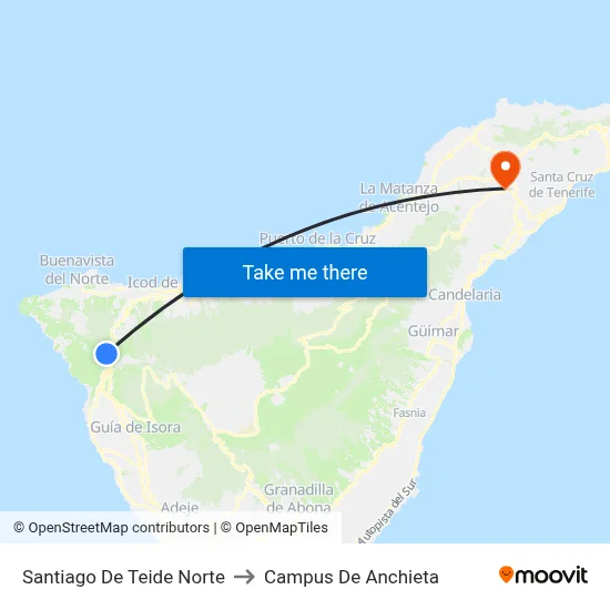 Santiago De Teide Norte to Campus De Anchieta map