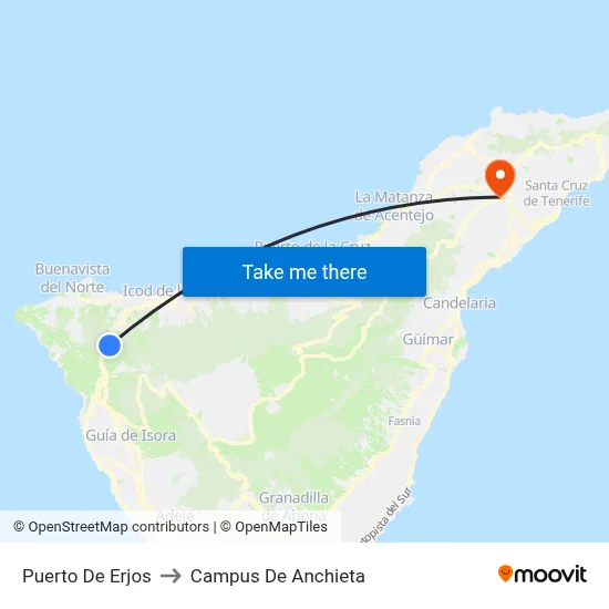 Puerto De Erjos to Campus De Anchieta map