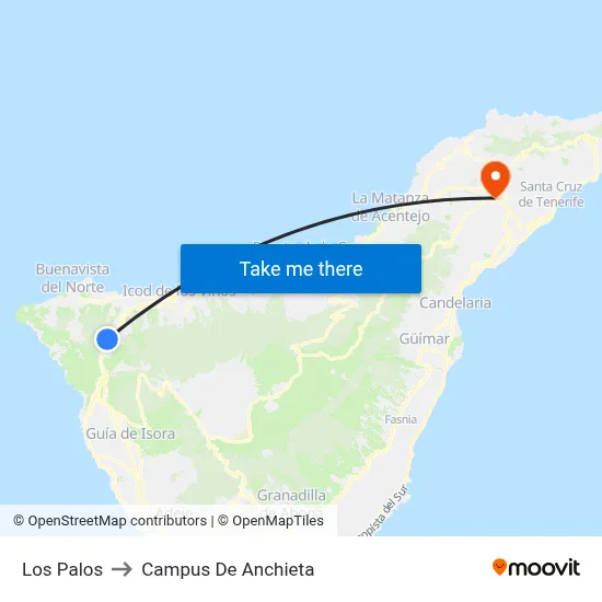 Los Palos to Campus De Anchieta map