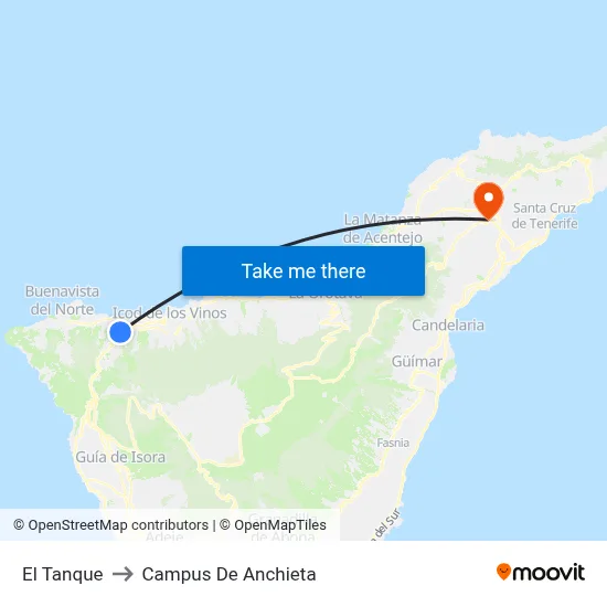 El Tanque to Campus De Anchieta map