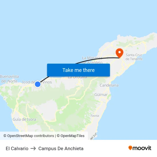 El Calvario to Campus De Anchieta map