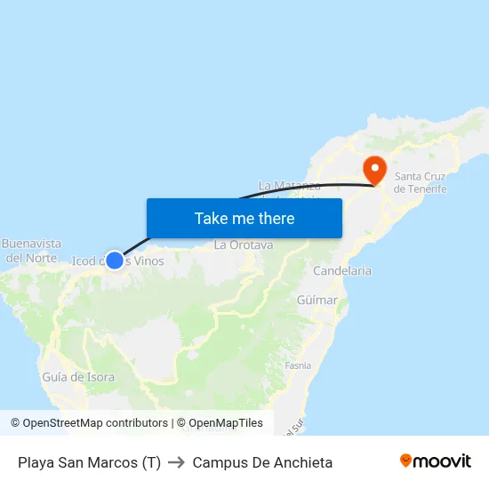 Playa San Marcos (T) to Campus De Anchieta map
