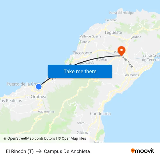 El Rincón (T) to Campus De Anchieta map