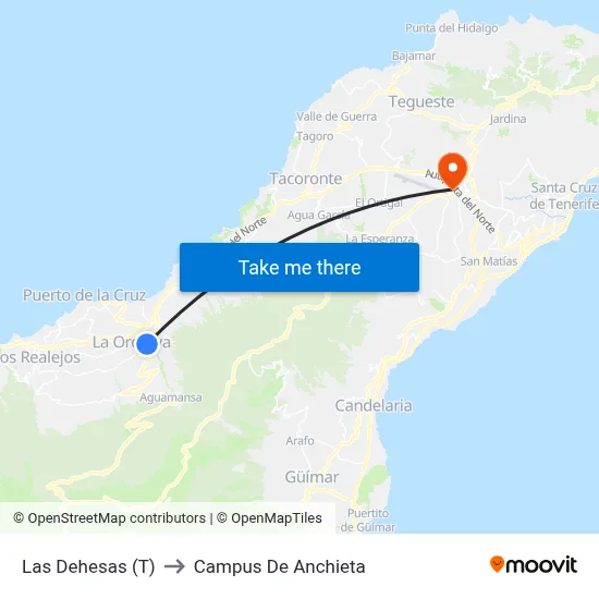 Las Dehesas (T) to Campus De Anchieta map