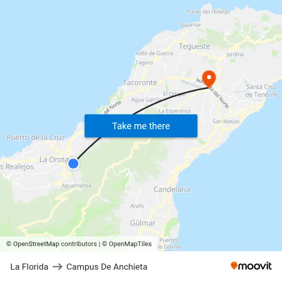 La Florida to Campus De Anchieta map