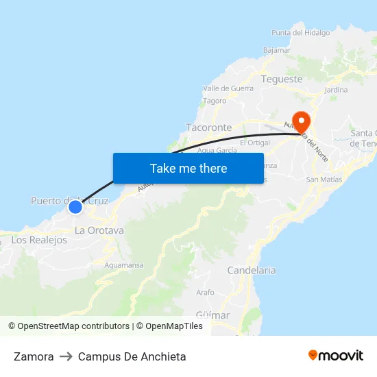 Zamora to Campus De Anchieta map