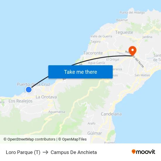 Loro Parque (T) to Campus De Anchieta map