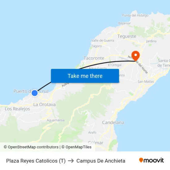 Plaza Reyes Catolicos (T) to Campus De Anchieta map