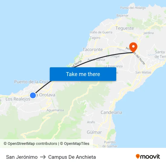 San Jerónimo to Campus De Anchieta map