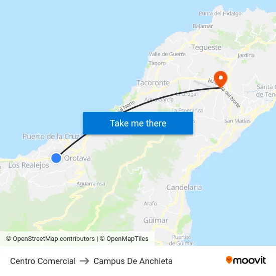 Centro Comercial to Campus De Anchieta map