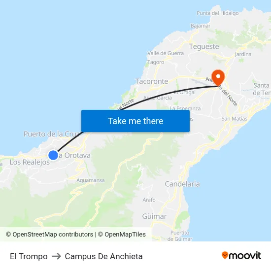 El Trompo to Campus De Anchieta map