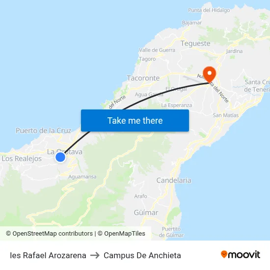 Ies Rafael Arozarena to Campus De Anchieta map