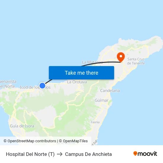 Hospital Del Norte (T) to Campus De Anchieta map