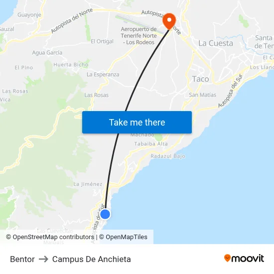 Bentor to Campus De Anchieta map