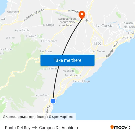 Punta Del Rey to Campus De Anchieta map