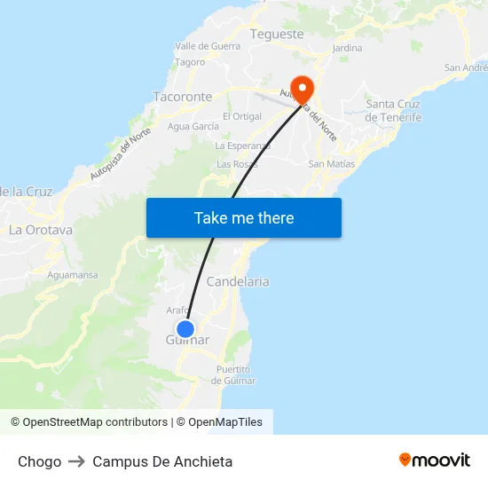 Chogo to Campus De Anchieta map