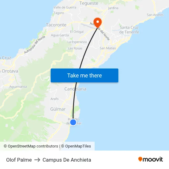 Olof Palme to Campus De Anchieta map