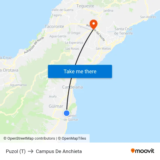 Puzol (T) to Campus De Anchieta map