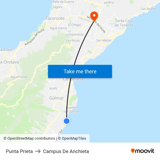 Punta Prieta to Campus De Anchieta map