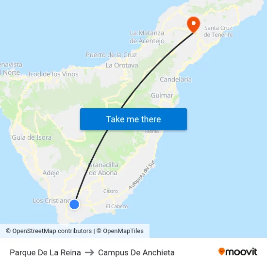 Parque De La Reina to Campus De Anchieta map