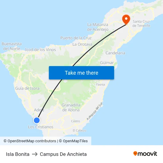 Isla Bonita to Campus De Anchieta map