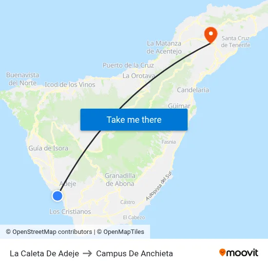 La Caleta De Adeje to Campus De Anchieta map