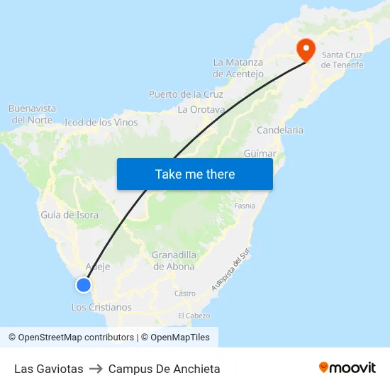 Las Gaviotas to Campus De Anchieta map