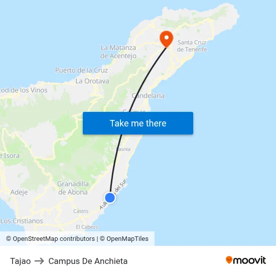 Tajao to Campus De Anchieta map