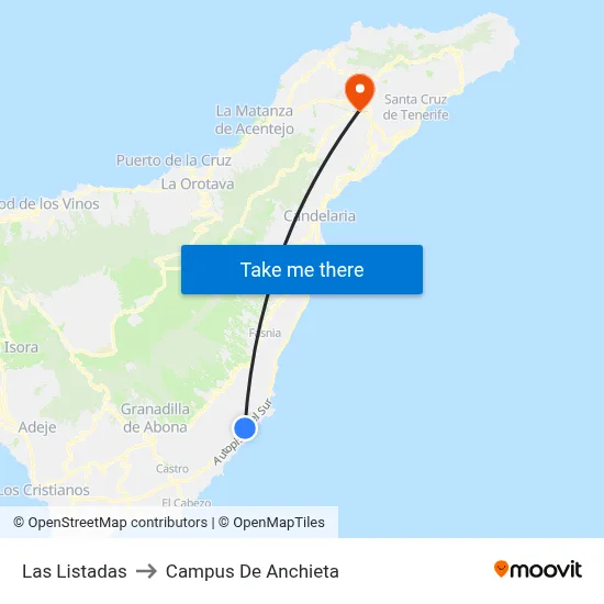 Las Listadas to Campus De Anchieta map