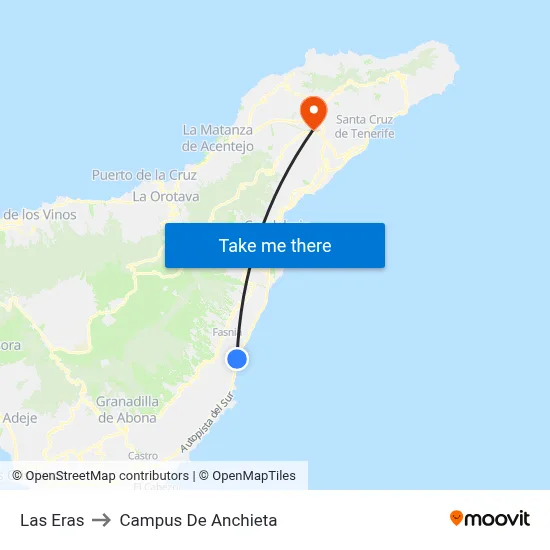 Las Eras to Campus De Anchieta map