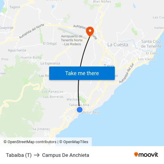 Tabaiba (T) to Campus De Anchieta map