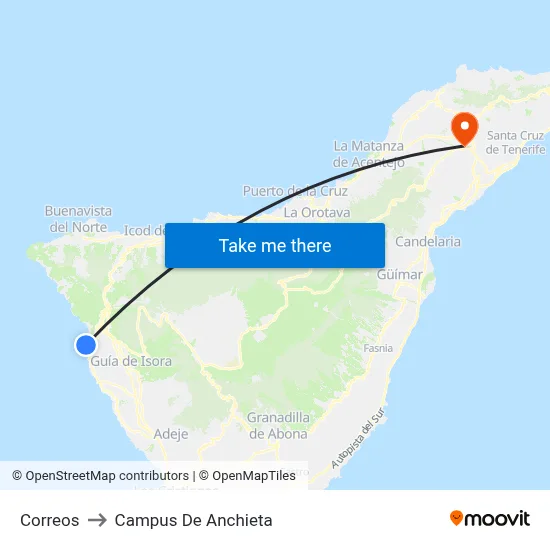 Correos to Campus De Anchieta map