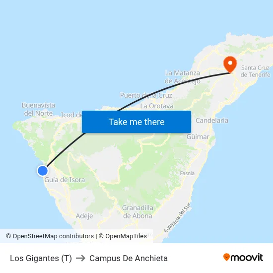 Los Gigantes (T) to Campus De Anchieta map