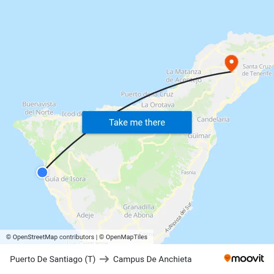 Puerto De Santiago (T) to Campus De Anchieta map