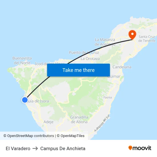 El Varadero to Campus De Anchieta map