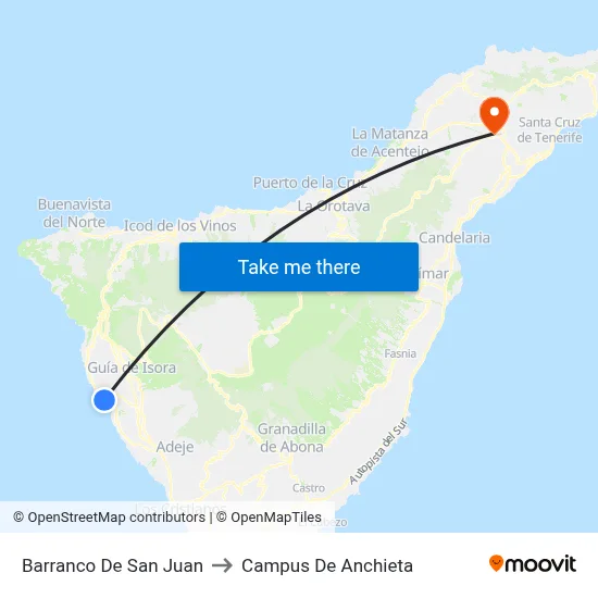Barranco De San Juan to Campus De Anchieta map