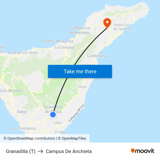 Granadilla (T) to Campus De Anchieta map