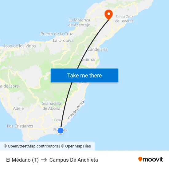 El Médano (T) to Campus De Anchieta map
